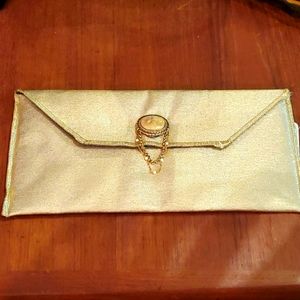 Gold envelope clutch